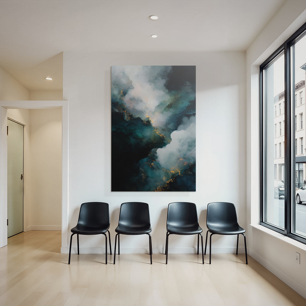 Abstrakte Kunst Dunkle Hellfarbige Wolkenmuster Goldenhauch