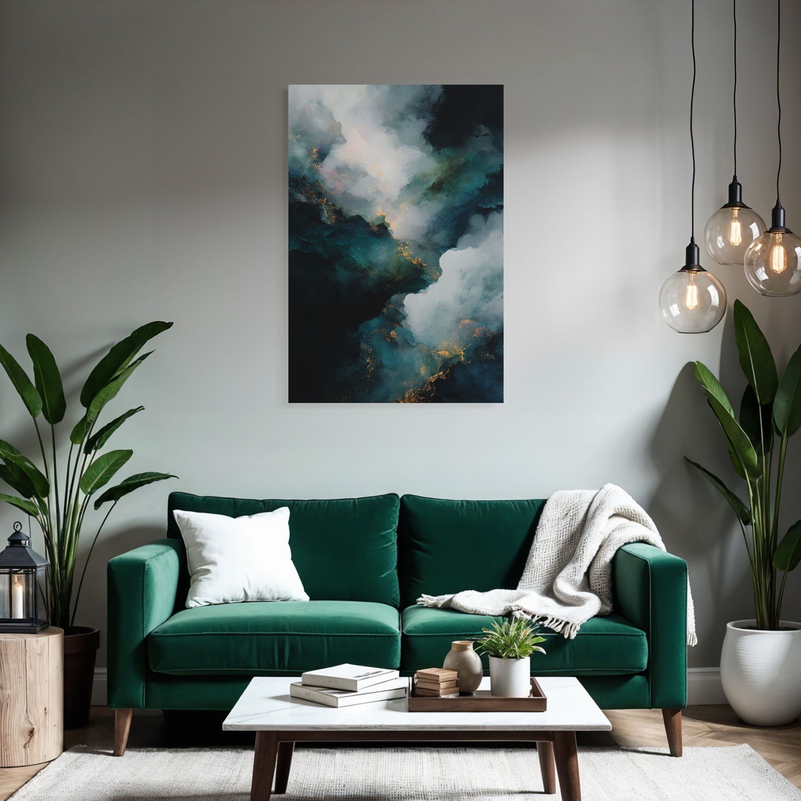 Abstrakte Kunst Dunkle Hellfarbige Wolkenmuster Goldenhauch