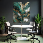 Abstrakte Kunst Wirbelmuster Gruen Schwarz Weiss Gold