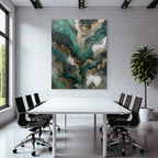 Abstrakte Kunst Wirbelmuster Gruen Schwarz Weiss Gold