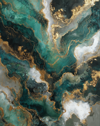 Abstrakte Kunst Wirbelmuster Gruen Schwarz Weiss Gold | Grandeur Chic | Einrichtungsstile