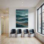 Abstraktes Design Meer Wellen Clouds Teal Blau Gold