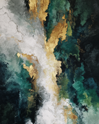 Abstraktes Kunstwerk In Bunten Farben Weiss Gruen Gold | Grandeur Chic | Einrichtungsstile