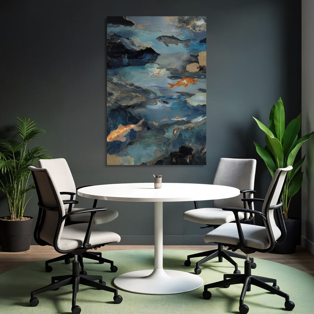 Abstraktes Unterwasserbild Mit Fischen Dunkel Hellfarben
