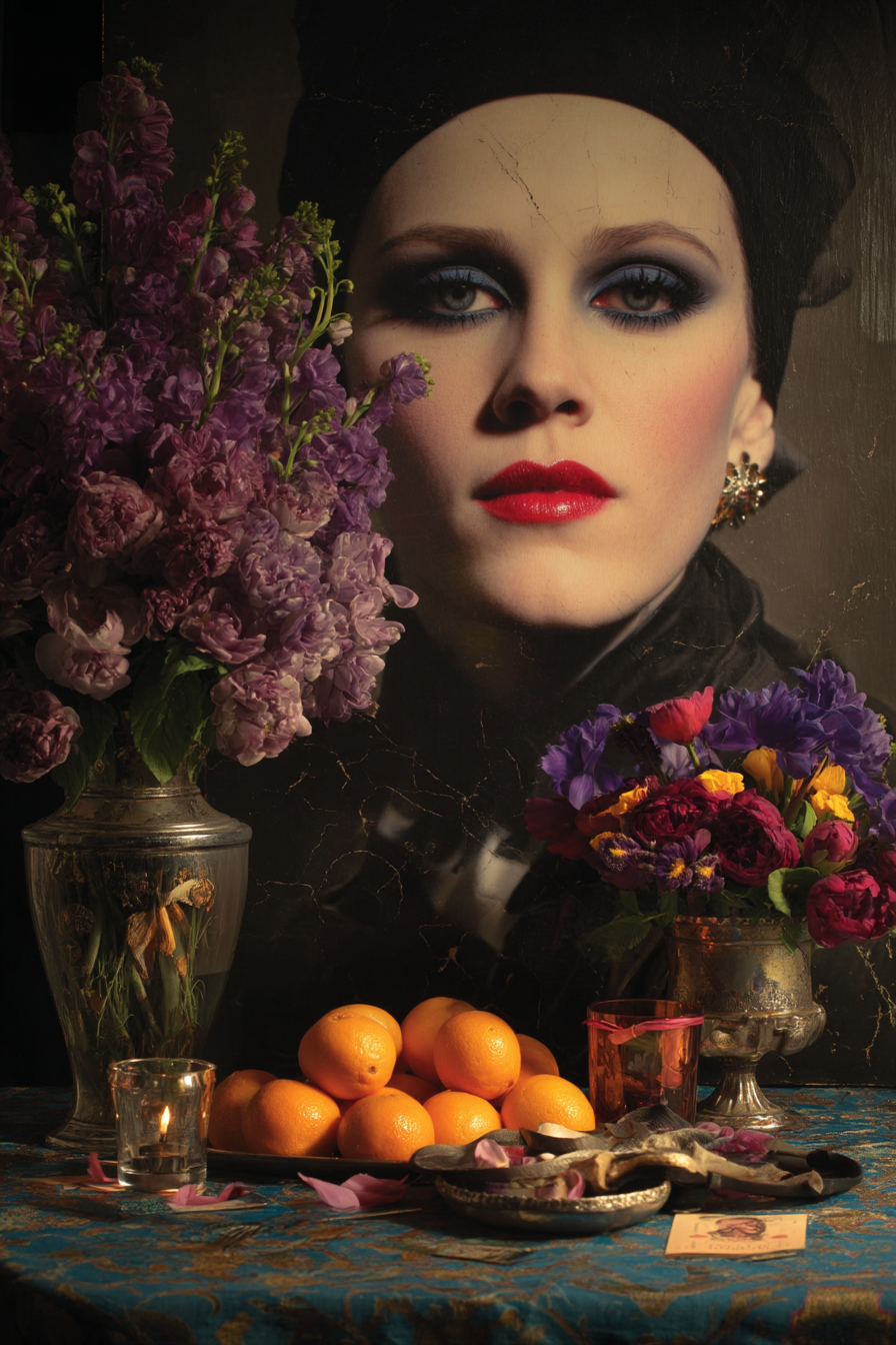 Lebendes Gemaelde Und Blumen Mit Orangen Und Kerzenlicht | Grandeur Chic | Einrichtungsstile