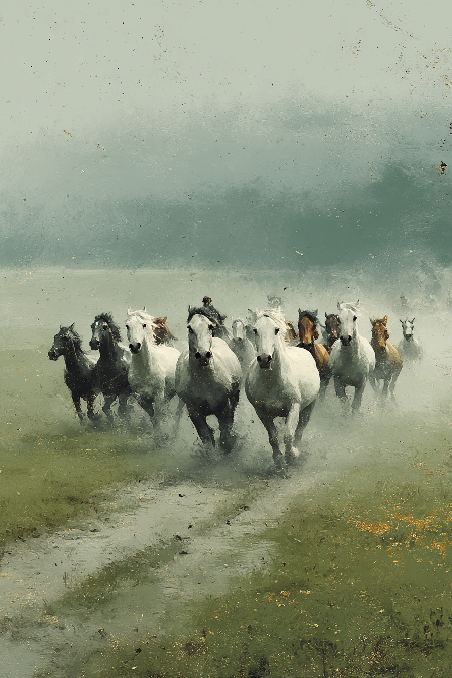Pferde Im Nebel Und Reiter | Grandeur Chic | Einrichtungsstile