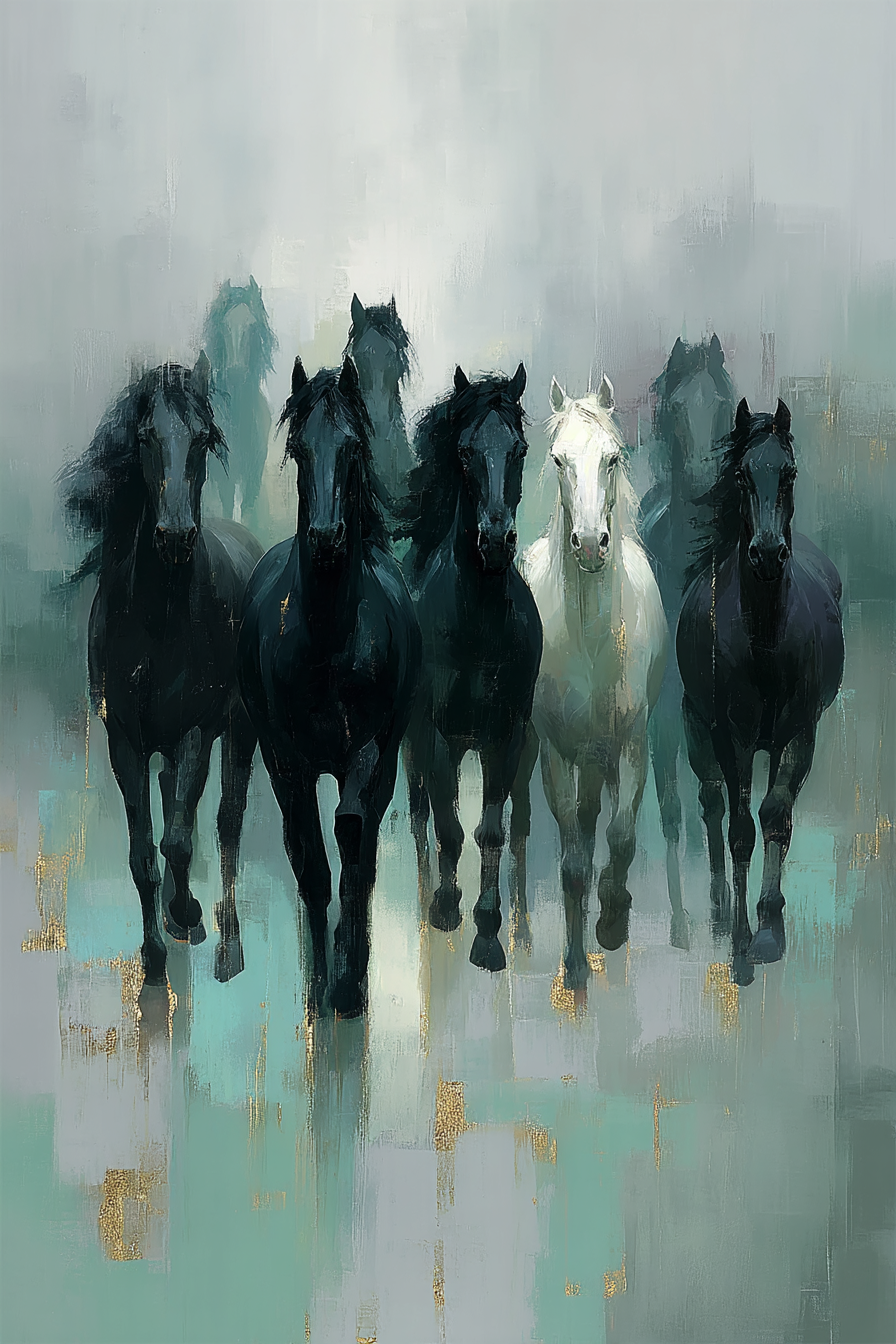 Pferdegruppe In Nebel | Grandeur Chic | Einrichtungsstile