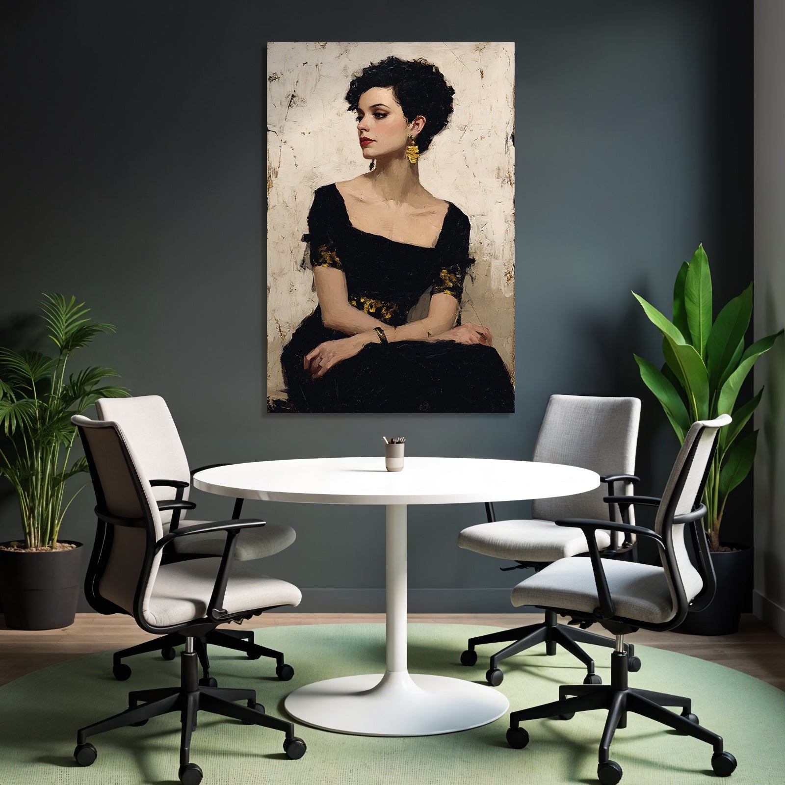 Portrait Der Frau Mit Eleganten Zuegen Und Kunstvollen Details