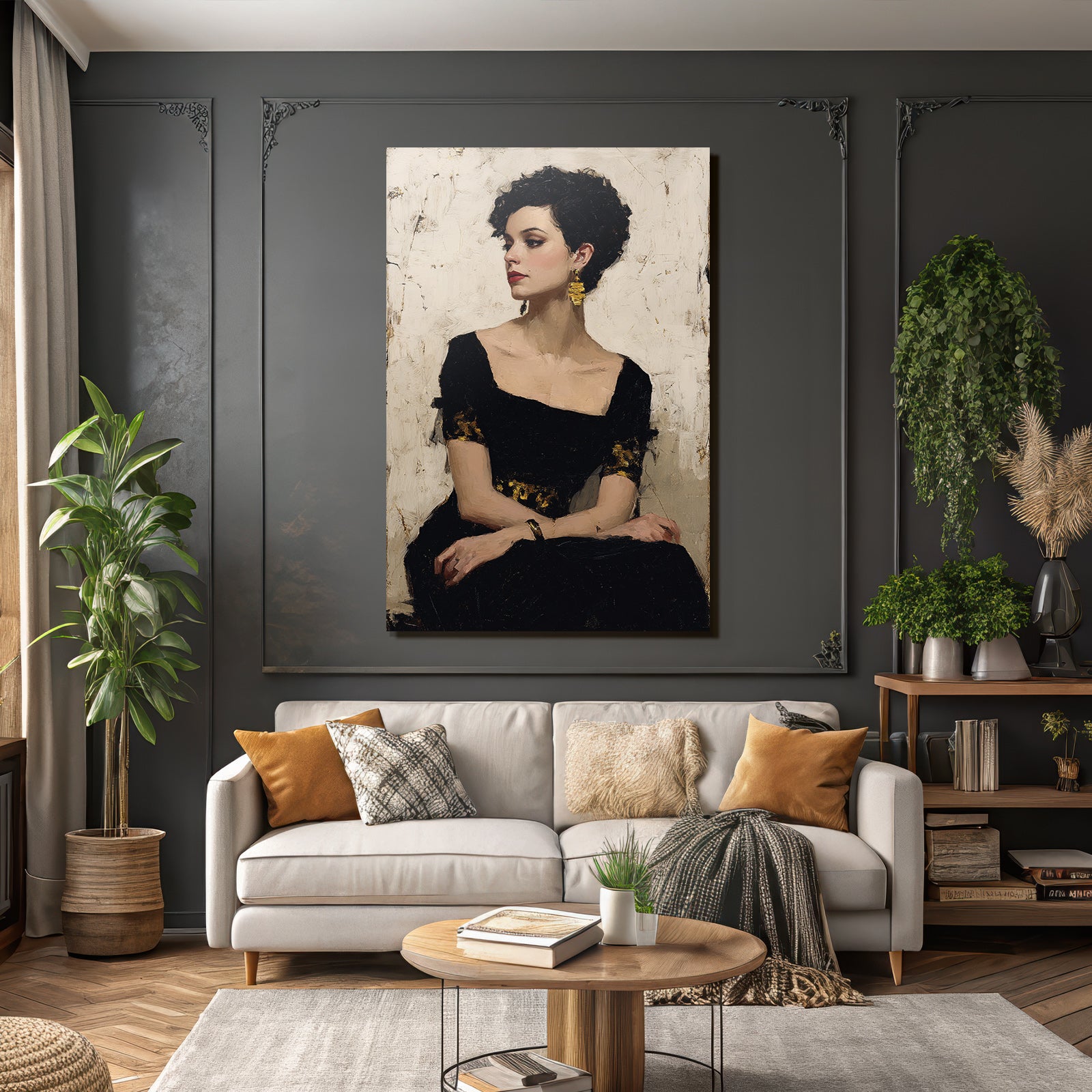 Portrait Der Frau Mit Eleganten Zuegen Und Kunstvollen Details