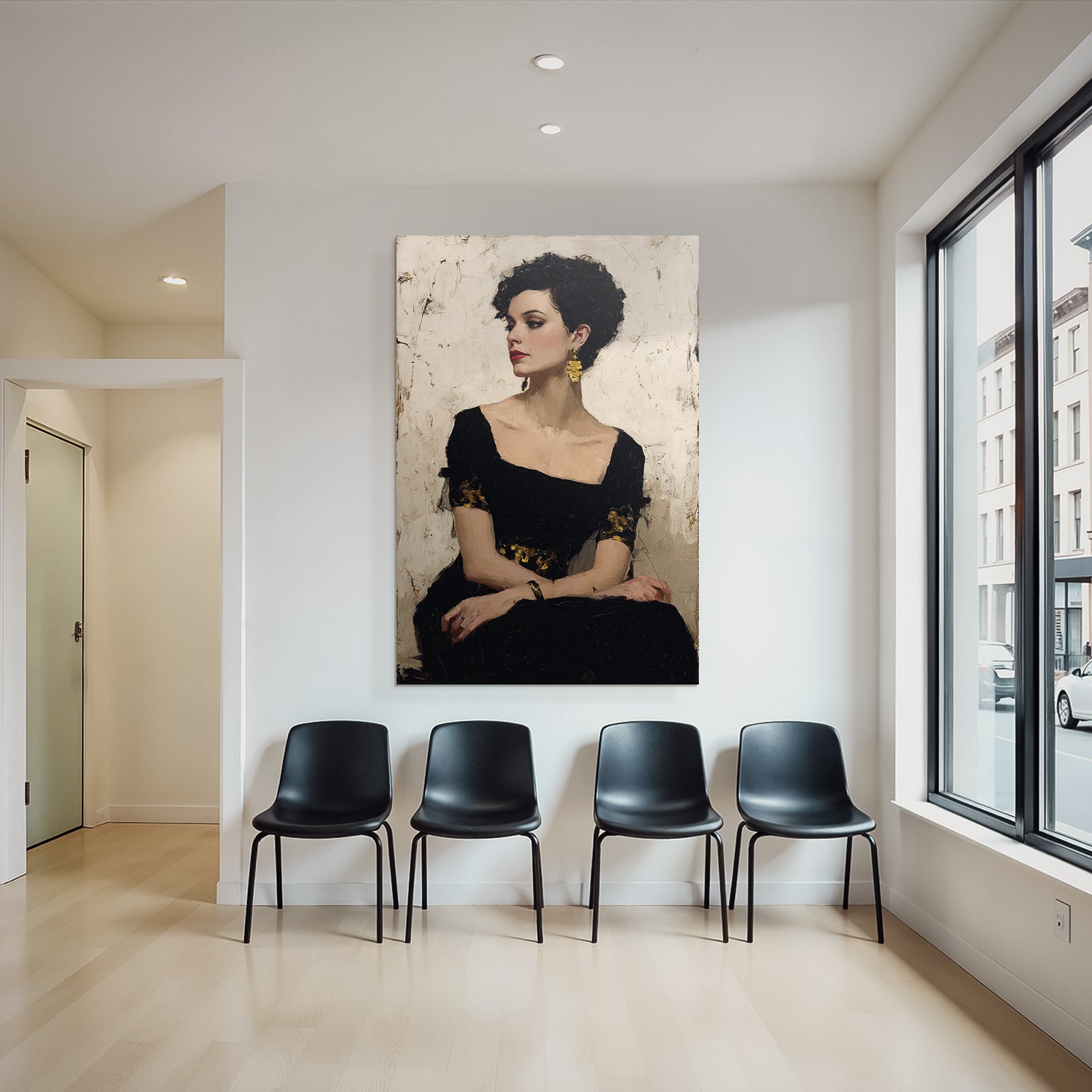 Portrait Der Frau Mit Eleganten Zuegen Und Kunstvollen Details