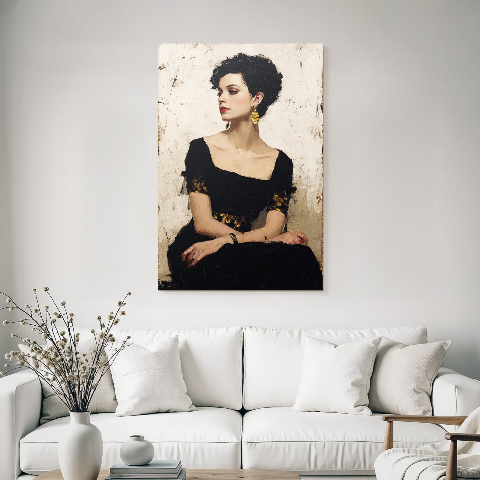 Portrait Der Frau Mit Eleganten Zuegen Und Kunstvollen Details