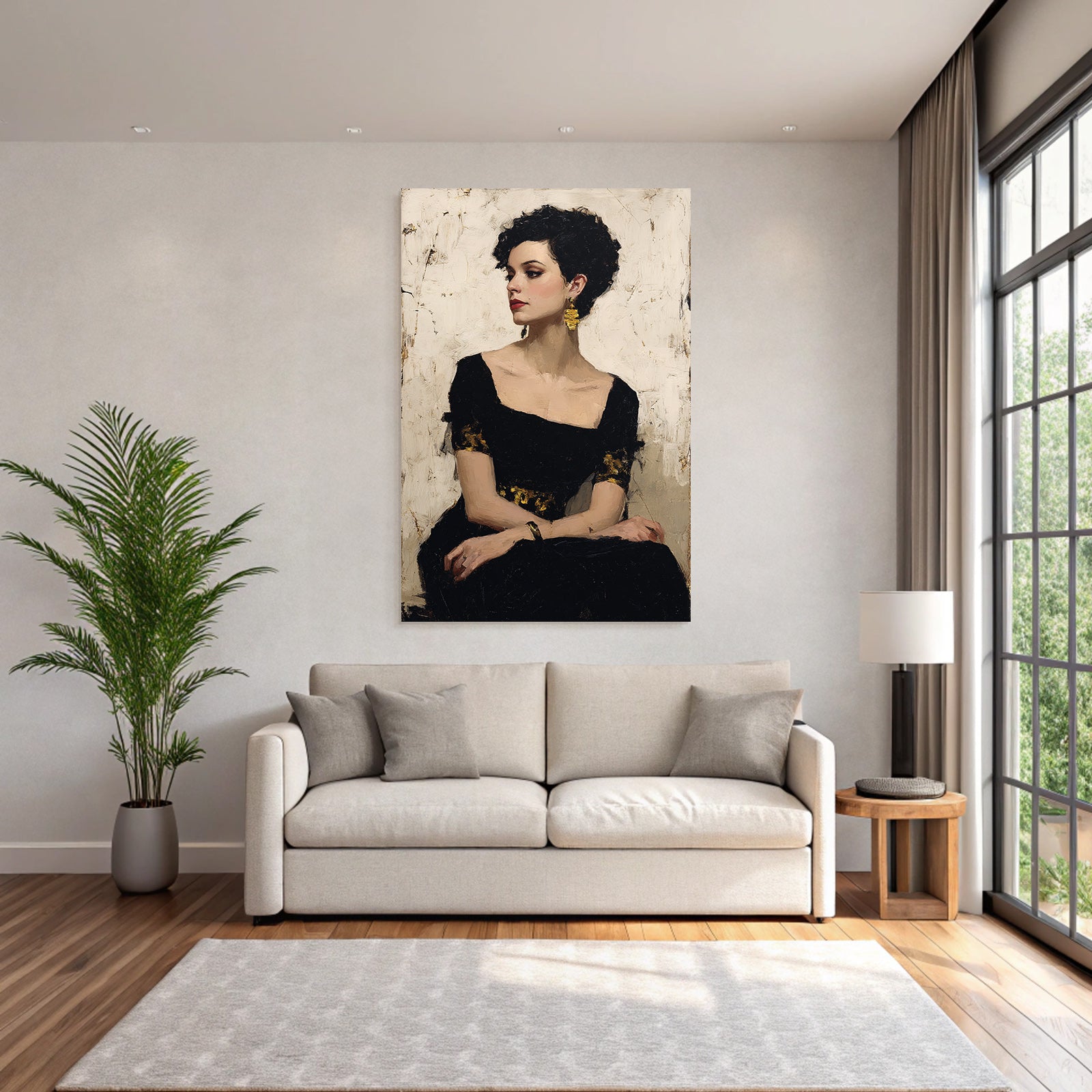 Portrait Der Frau Mit Eleganten Zuegen Und Kunstvollen Details
