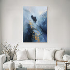 Reiterritt In Der Nebeligen Landschaft Blau Und Gold