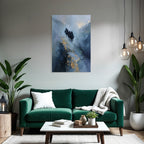 Reiterritt In Der Nebeligen Landschaft Blau Und Gold