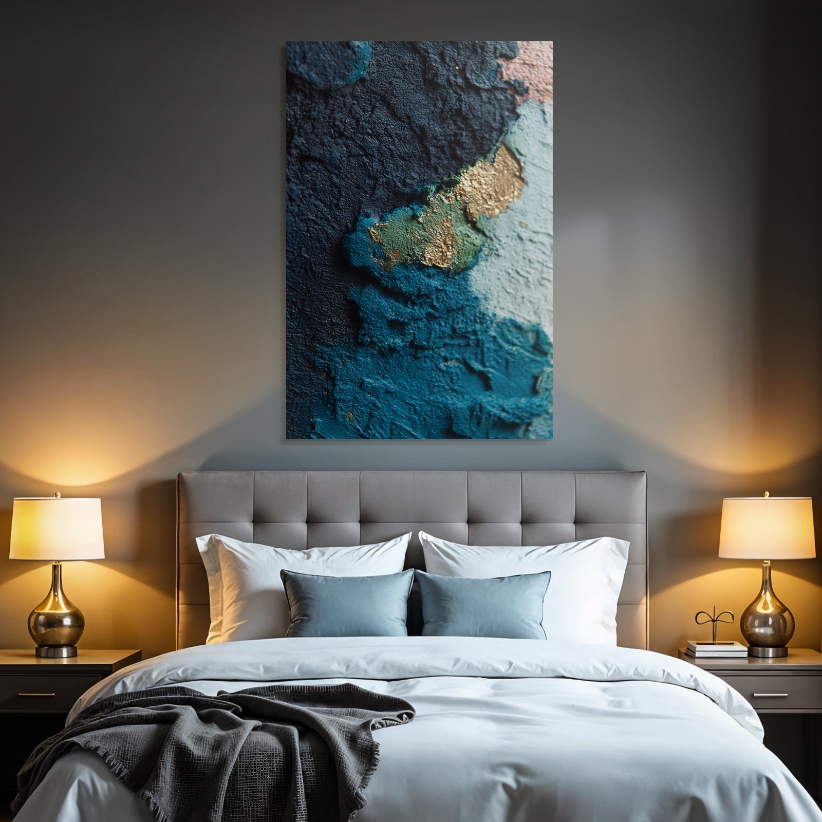 Strukturierte Oberflaeche Mit Farben Blau Gruen Gold