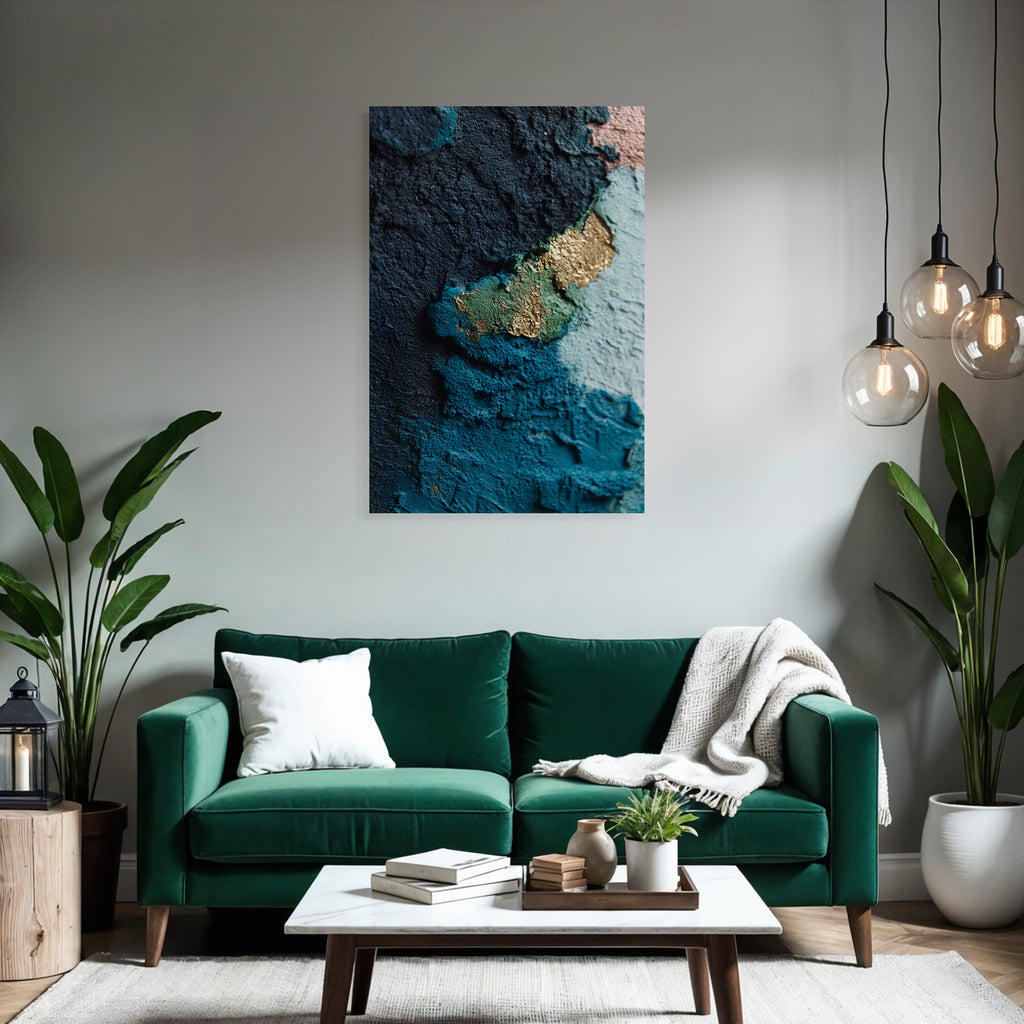 Strukturierte Oberflaeche Mit Farben Blau Gruen Gold
