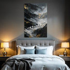 Surrealistisch Landschaft Mit Weissen Pferden Und Figuren