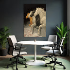 Four Horses Stylized Against Dark Background Movement
