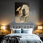 Four Horses Stylized Against Dark Background Movement