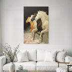 Four Horses Stylized Against Dark Background Movement