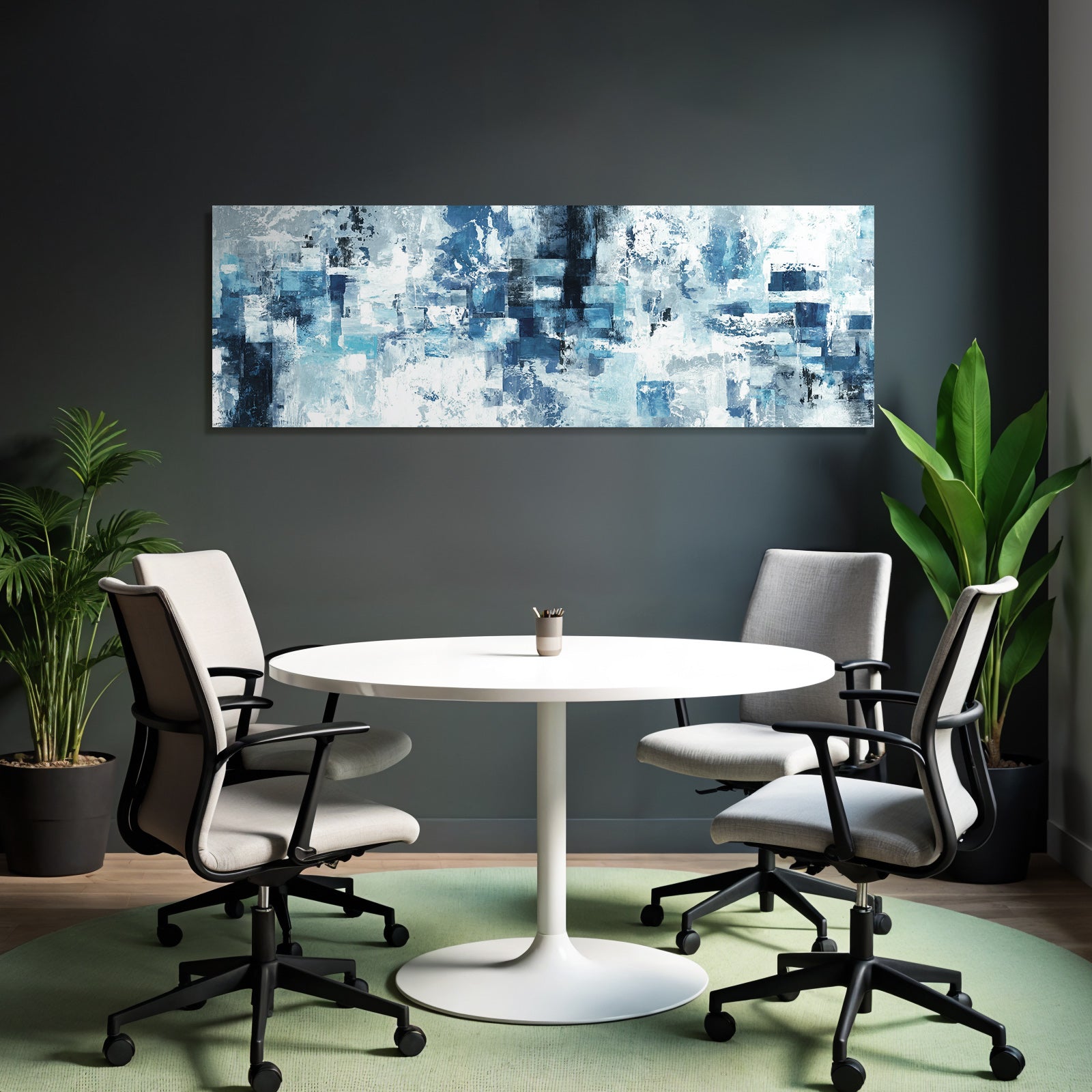 Abstracte Kunst Mit Blau Weiss Und Grau