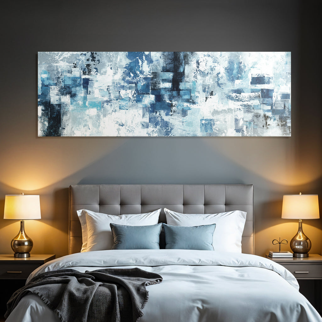 Abstracte Kunst Mit Blau Weiss Und Grau