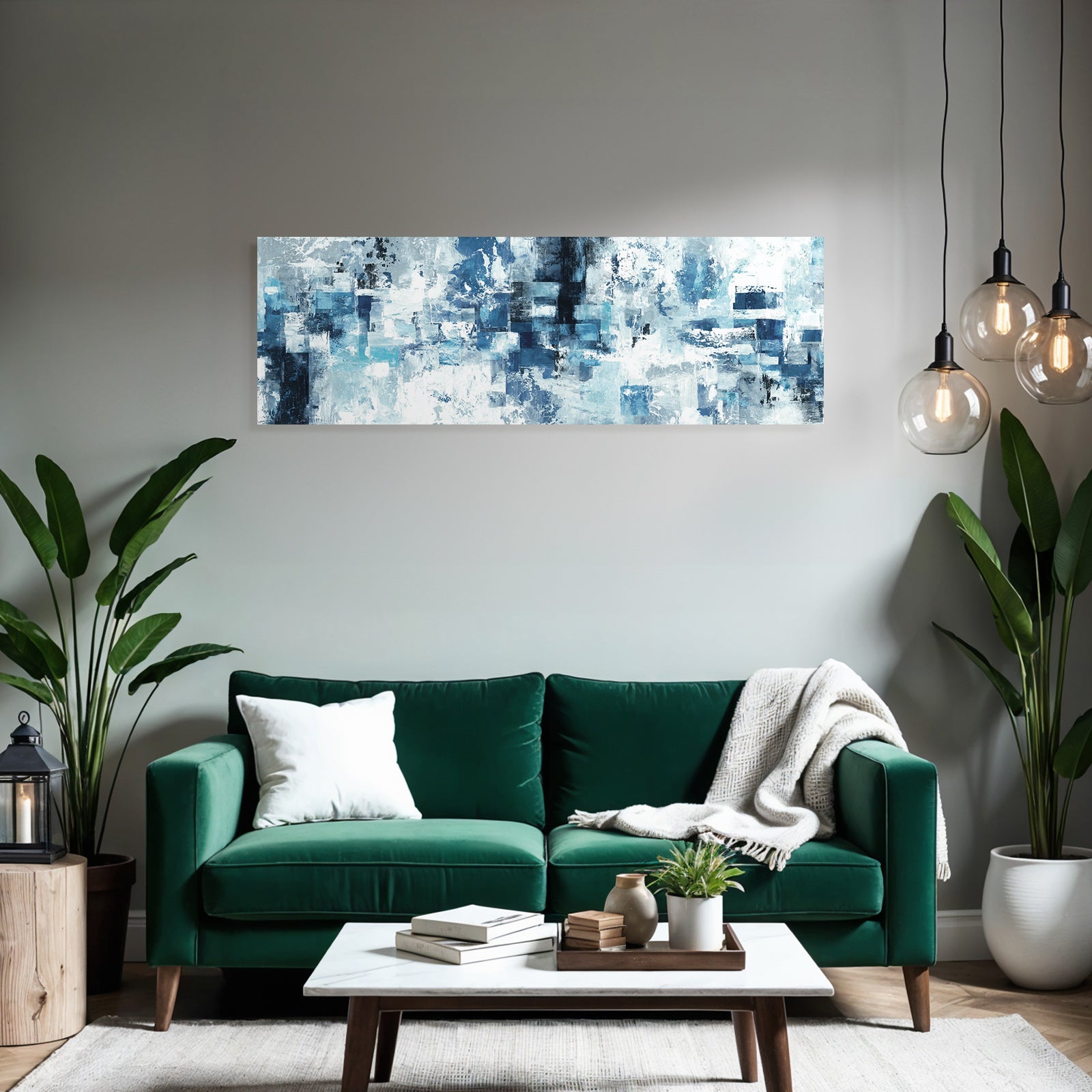 Abstracte Kunst Mit Blau Weiss Und Grau