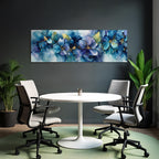 Abstrakte Blumenmuster In Blau Und Gold