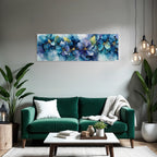 Abstrakte Blumenmuster In Blau Und Gold