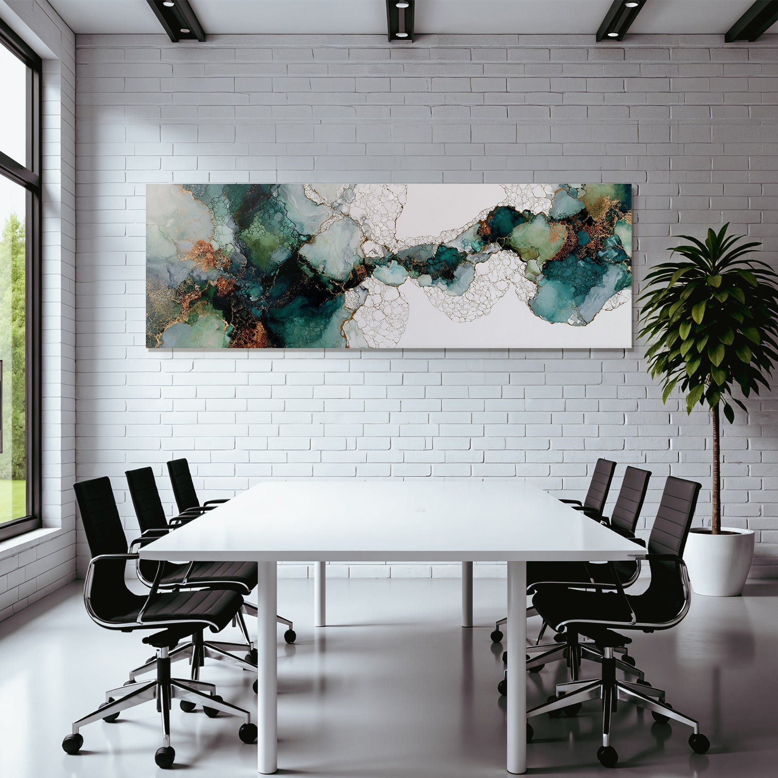 Abstrakte Fluidkunst Teal Gruen Goldakzente