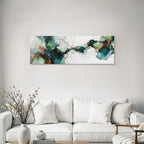 Abstrakte Fluidkunst Teal Gruen Goldakzente