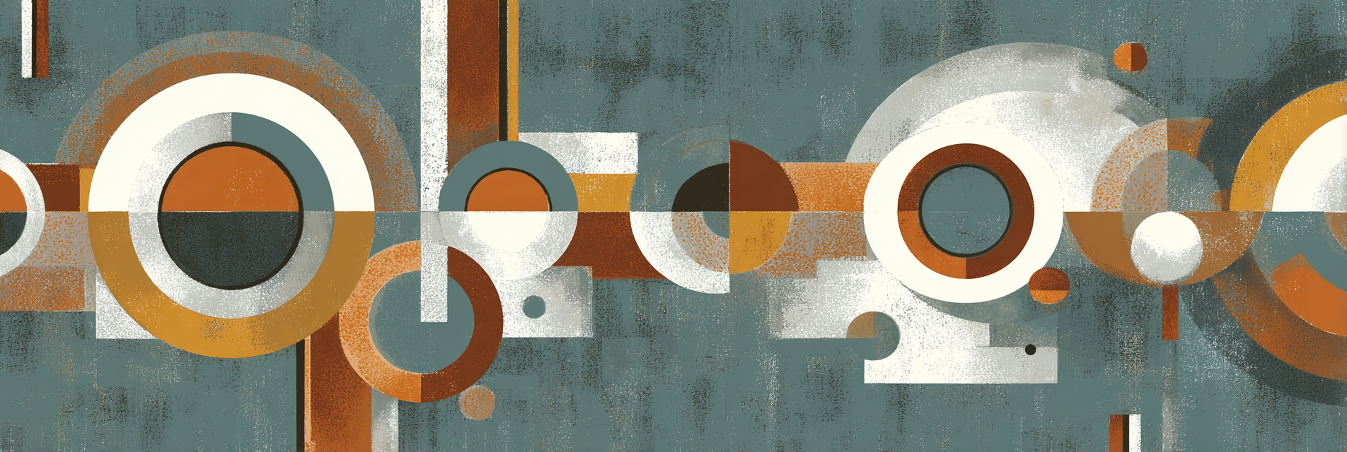 Abstrakte Kunst Geometrische Formen Orange Braun Weiss Teal | Grandeur Chic | Einrichtungsstile