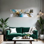 Abstrakte Kunst Wirbelnde Farben Texturen Blau Gold Neutral