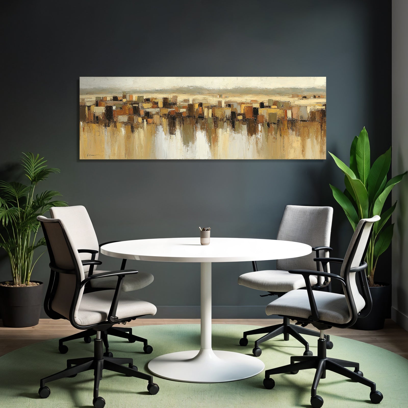 Abstrakte Malerei Stadtlandschaft Braun Beige Gruen