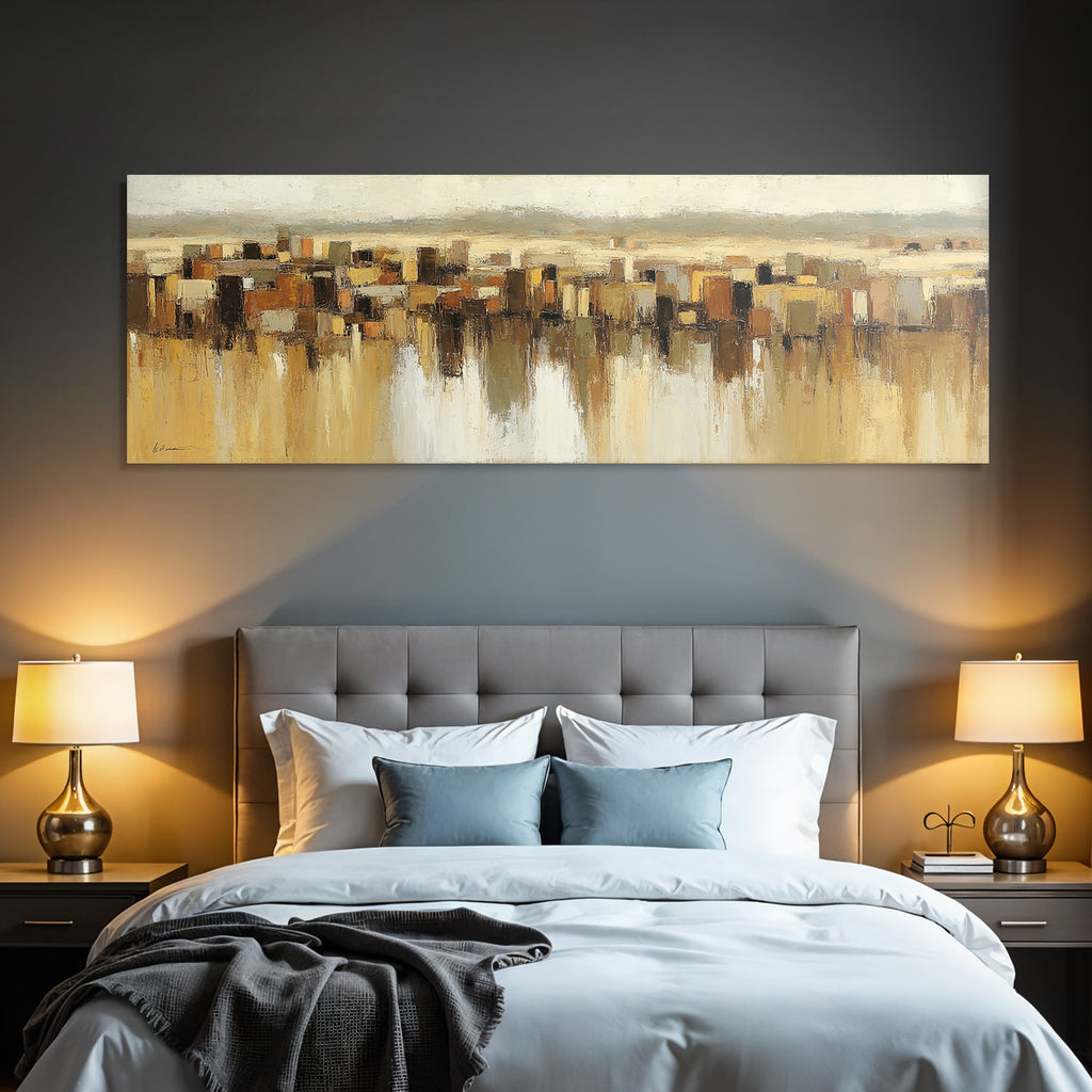 Abstrakte Malerei Stadtlandschaft Braun Beige Gruen