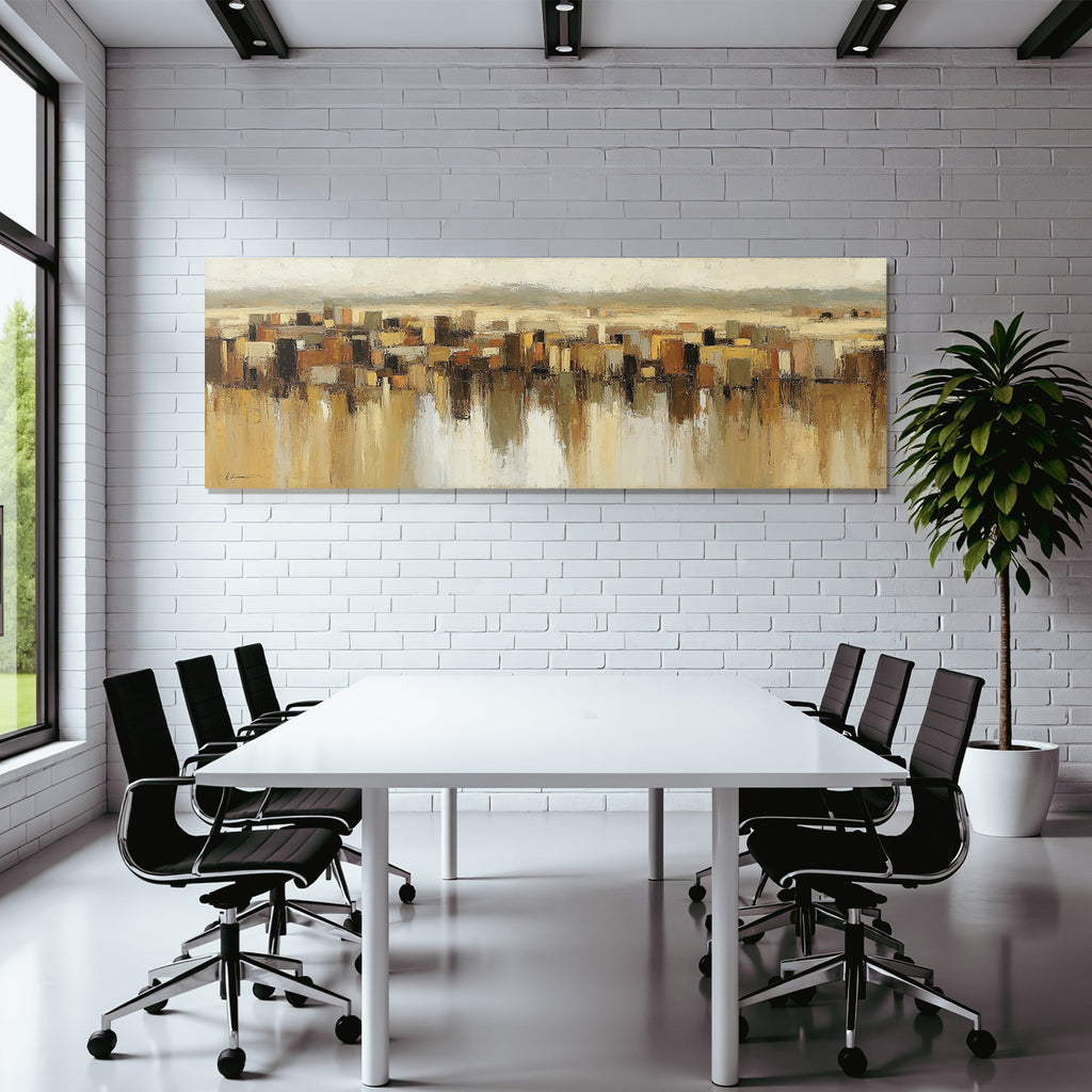 Abstrakte Malerei Stadtlandschaft Braun Beige Gruen