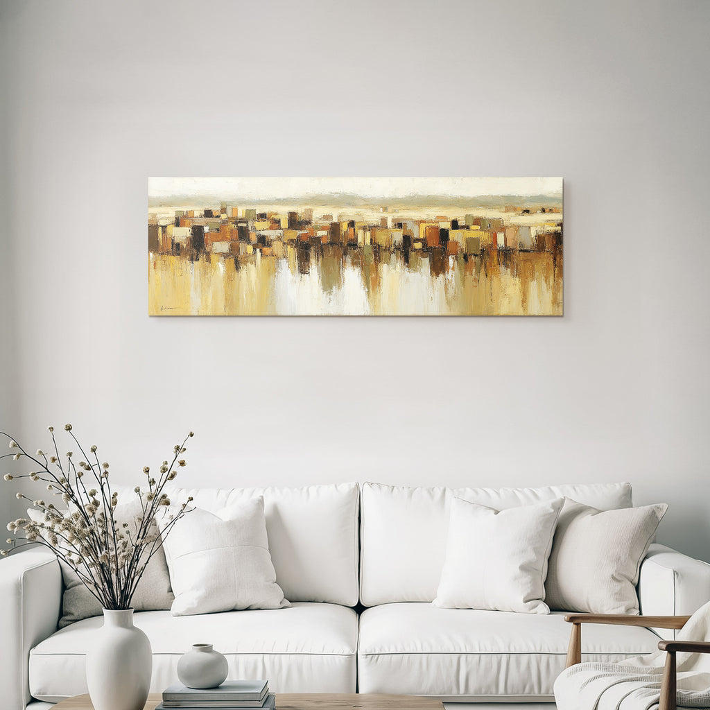 Abstrakte Malerei Stadtlandschaft Braun Beige Gruen