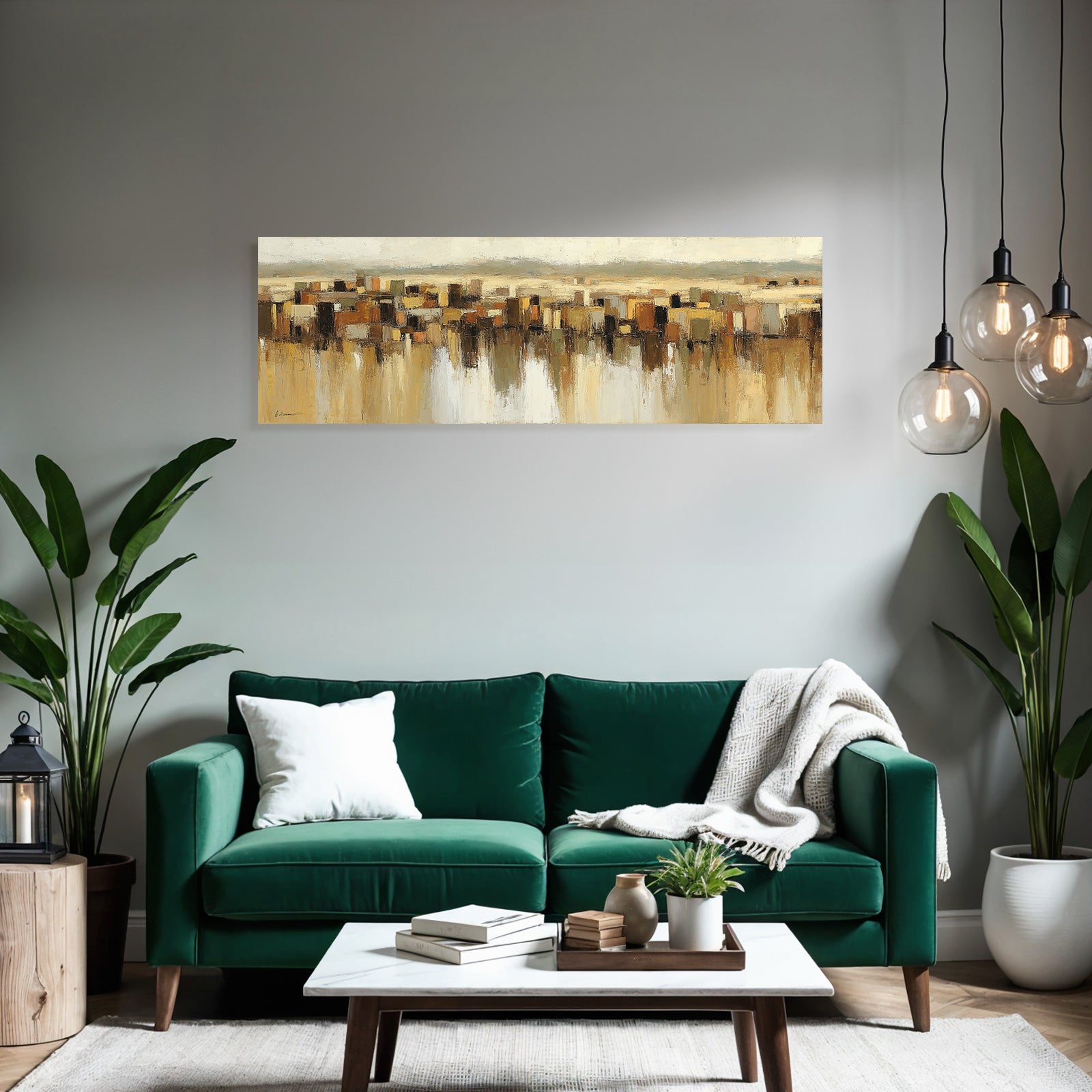 Abstrakte Malerei Stadtlandschaft Braun Beige Gruen