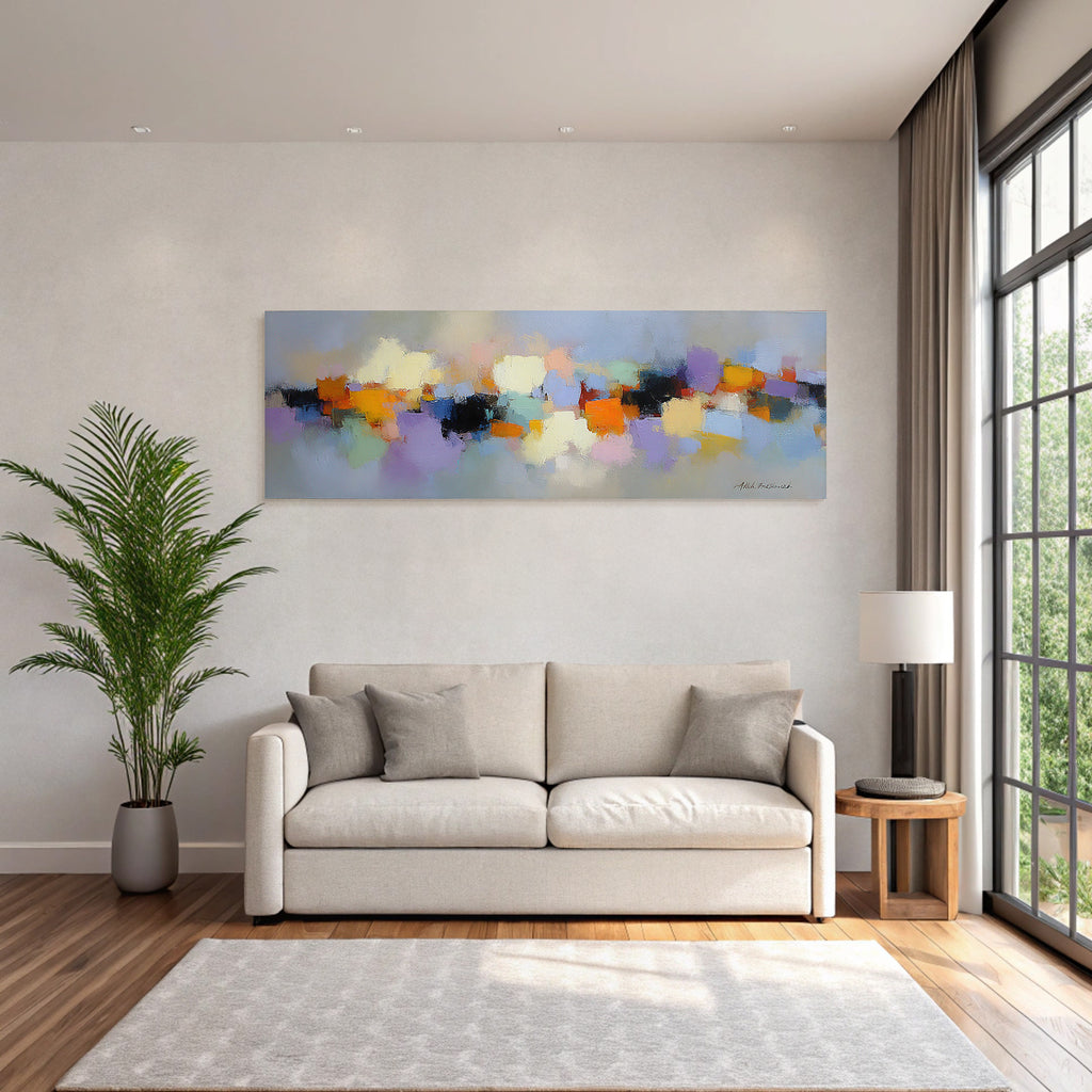 Abstract painting different colors and shapes