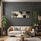Abstraktes Gemalde Mit Farben In Schwarz Grau Weis Und Gold