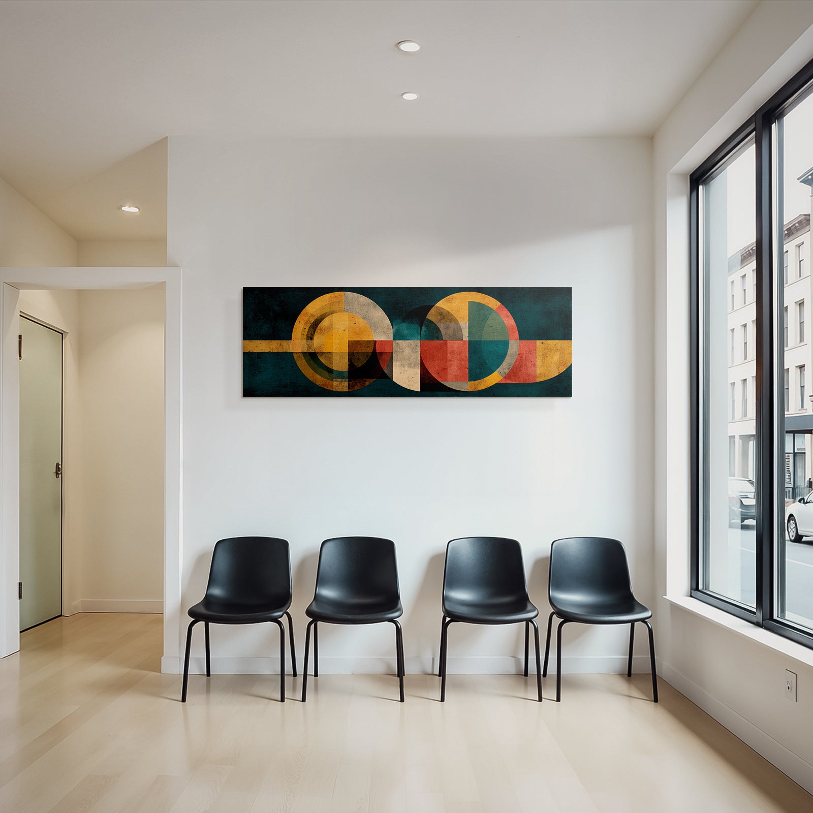 Abstraktes Geometrisches Design Mit Gedaempfter Farbpalette