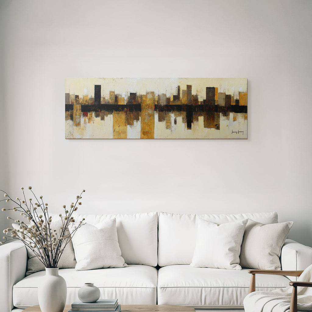 Abstraktes Stadtbild Gold Braun Beige Schwarz