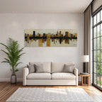 Abstraktes Stadtbild Gold Braun Beige Schwarz