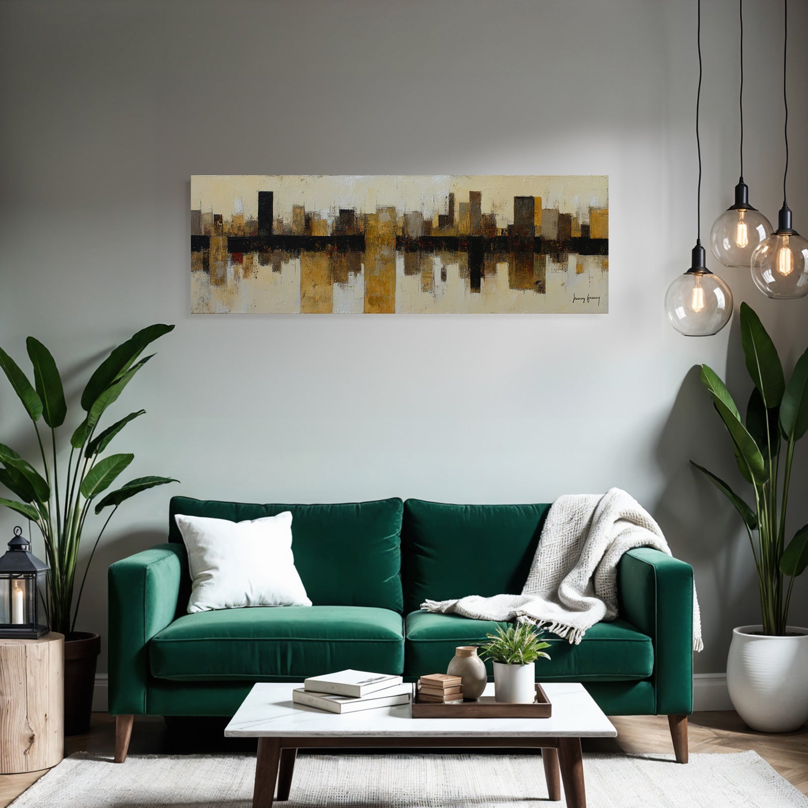 Abstraktes Stadtbild Gold Braun Beige Schwarz