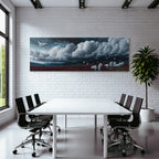Dramatische Landschaft Mit Pferden Und Reitern