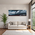 Dramatische Landschaft Mit Pferden Und Reitern