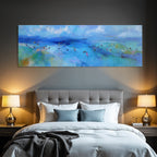 Impressionistische Landschaft Mit Blautoenen Und Voegeln