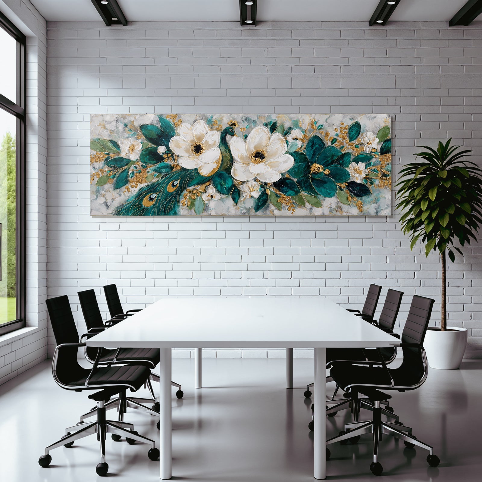 Kuenstlerische Blumenanordnung Und Pfau