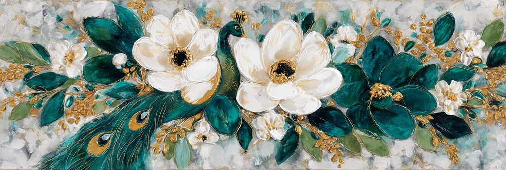 Kuenstlerische Blumenanordnung Und Pfau | Grandeur Chic | Einrichtungsstile