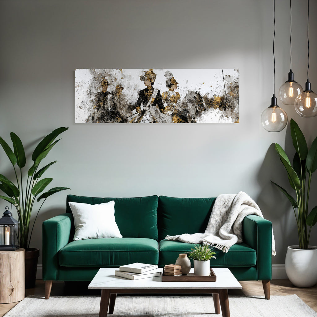 Kuenstlerische Darstellung Militaer Uniformen Reiter Abstrahierte Texturen Farben